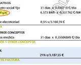 Detalle de factura: "pe precio del gas" y otros conceptos. ¿Es normal pagar 200 euros de luz?