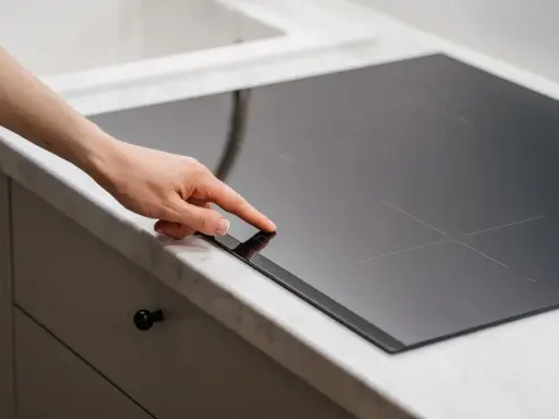 Mano ajustando la placa de inducción, pensando en el consumo energético.