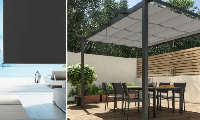 Toldo y persiana exterior para hacer sombra en terrazas y patios.