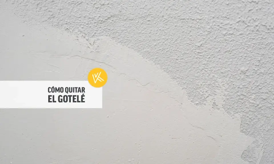 Text superpuesto sobre pared con gotele grueso, mostrando cómo quitarlo.