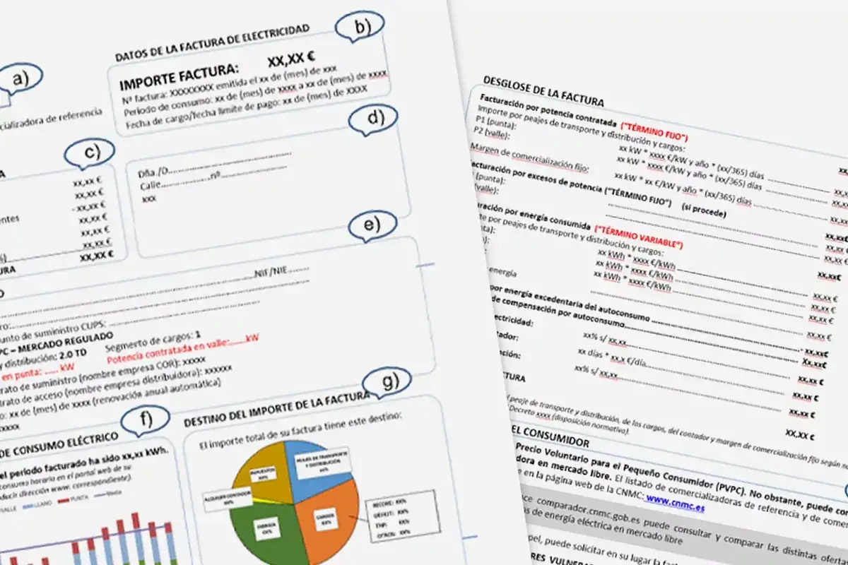 Detalle de factura de luz. ¿Es normal pagar 200 euros de luz? Aquí se desglosa el importe.